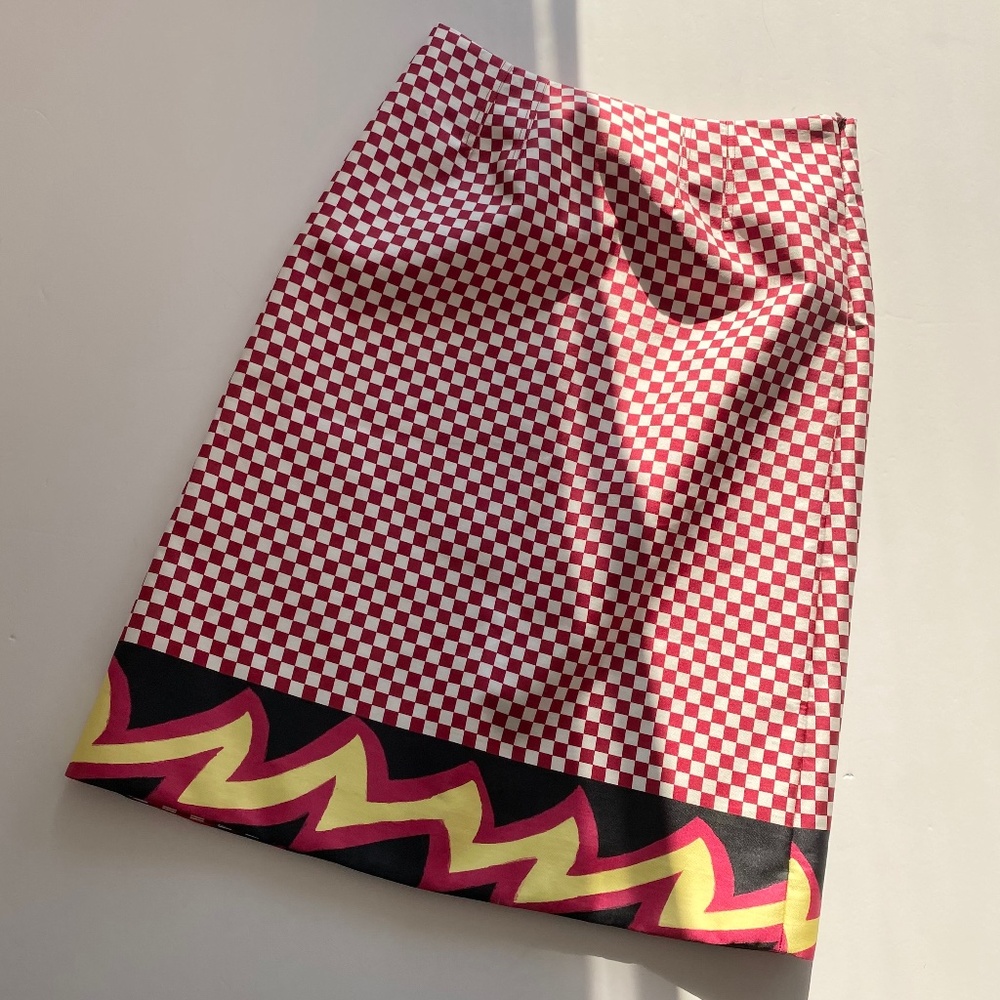Lisu Moshi Silk Pencil Skirt with Graphic Hem